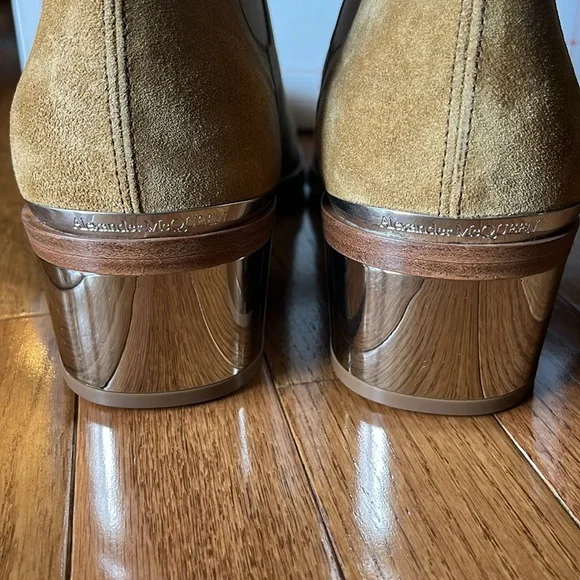 Alexander McQueen Metal Heel Ankle Boots - Suede - Tan/Silver - Picture 3 of 10